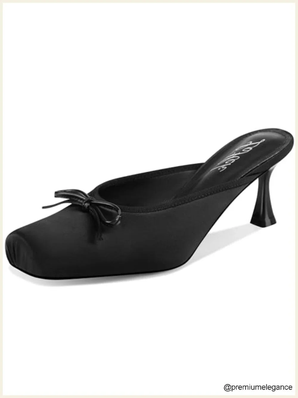 Satin Ballet Mule Kitten Heels Slip On Closed Square Toe Pumps Comfortable